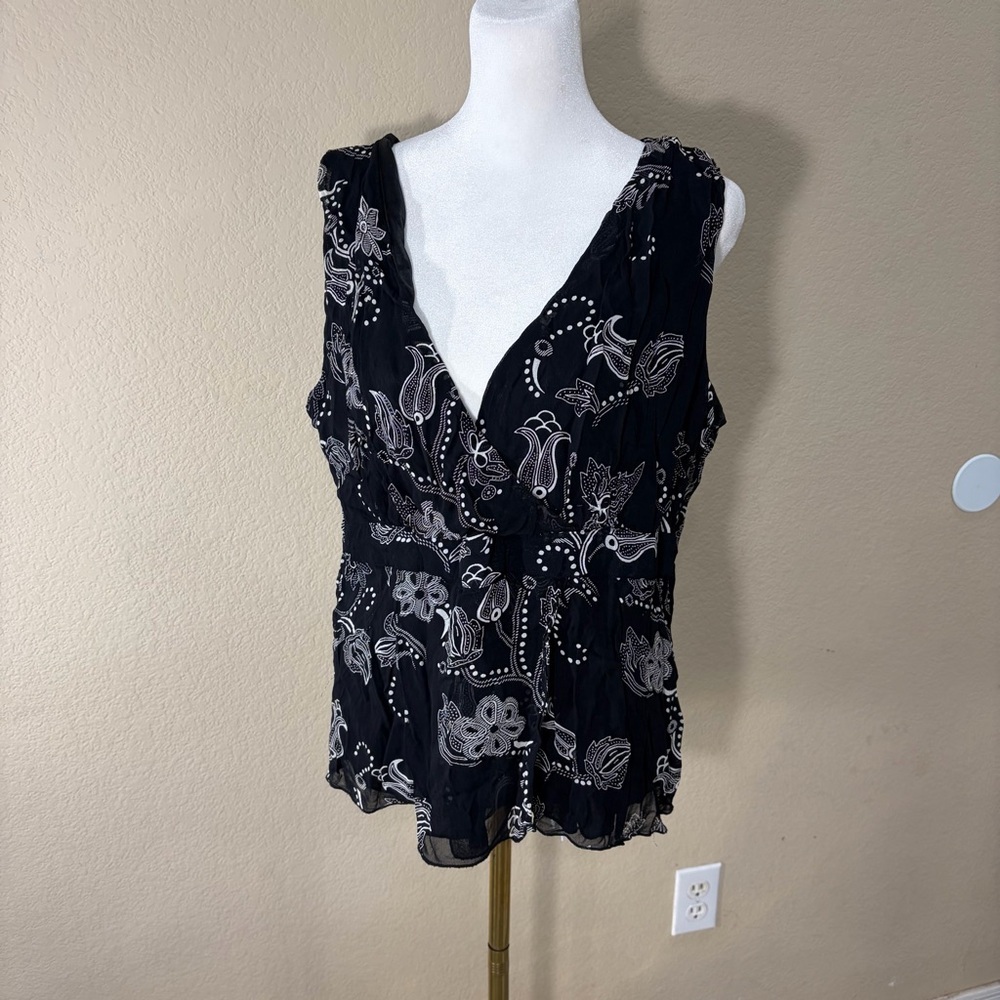 Ami Women's Black White Lightweight Tank Top Sz XL Y2K Bikercore Preppy Grunge